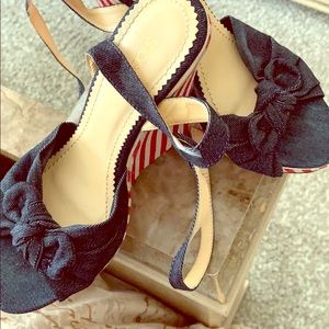 Denim Red and Blue wedge shoes!!!!!